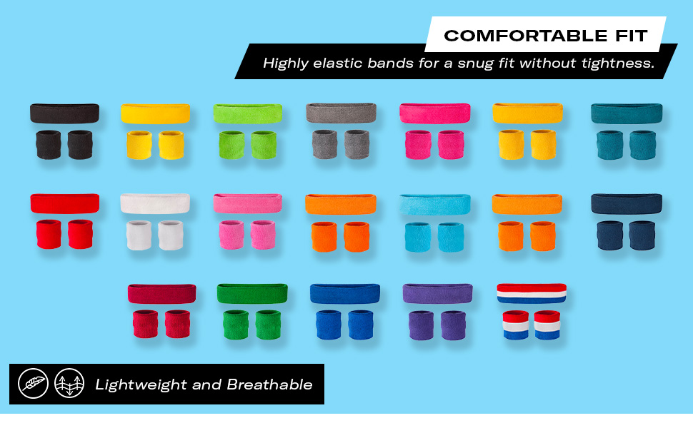 Suddora Sweatbands for Kids, Moisture Wicking 2 Wristbands and 1 Headband Set