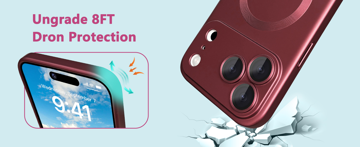 ankofave Magnetic for iPhone 17 Pro Case with Camera Protector, Soft Metallic Luster Phone Case