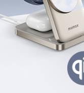 MOMAX MagSafe-Compatible 3-in-1 Wireless Charger Station Apple, 15W Qi2-Certified Foldable Magnet...