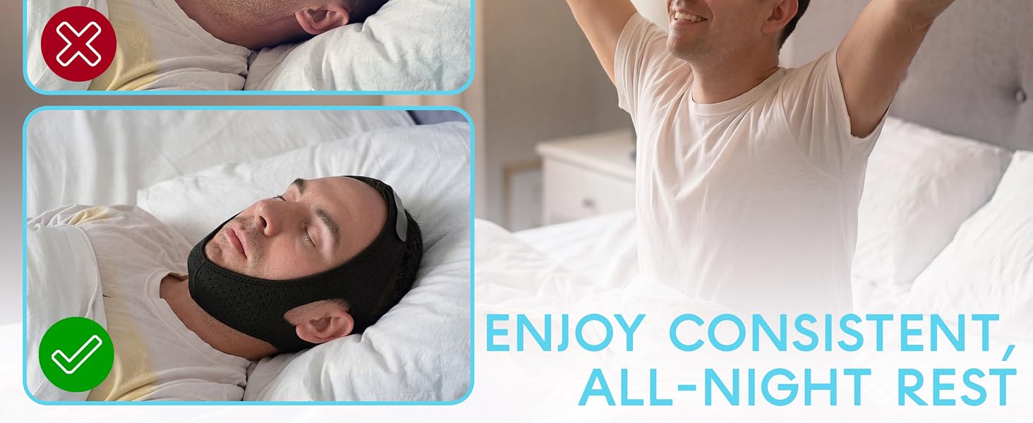 chin strap sleeping users anti snoring sleep snore straps adjustable jaw night time overnight keep