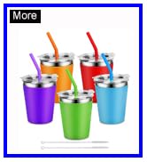 5 Pack Kids Cups with Straws and Lids 12oz Stainless Steel Spillproof Unbreakable Water Drinking ...