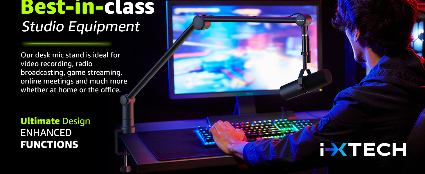 mic boom arm microphone stand mount desk mount desktop blue yeti elgato stands computer podcast