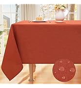Smiry Rectangle Faux Linen Table Cloth, Waterproof Burlap Fabric Tablecloth, Washable Decorative ...