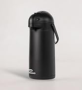 Cresimo black stainless steel 3-liter airpot with black lid on a plain background.