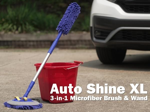 "Auto Shine XL" is a 3-in-1 microfiber brush and wand | Es un cepillo y varita de microfibra 3 en 1