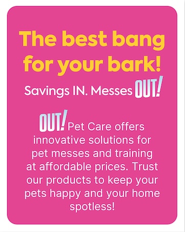 Out Petcare stain &amp;amp; odor products, dog diapers, training sprays, dog pads, dog wraps, cat cleaning