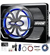 2026 Upgraded 1600W Car Subwoofer, 10" Ultra-Thin Powered Under-Seat Sub with Built-in Amplifier,...