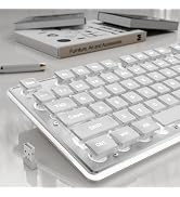 SEUNKWANG EWEADN X7S Wireless Keyboard with White Backlit, Metal Panel, 2.4G Rechargeable Compute...