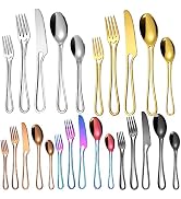 A·HOUSEWARE Hanging Silverware Set for 4 Hollow Out Flatware Stainless Steel Forks and Spoons Kni...