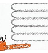 5 Pack 18 Inch Chainsaw Chain .325" Pitch .050'' Gauge 72 Drive Links Fit Husqvarna 440 435 445 4...