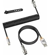 ATTACK SHARK C01ULTIMATE Custom Coiled USB C Cable for Mechanical Gaming Keyboard,RGB Lightning C...