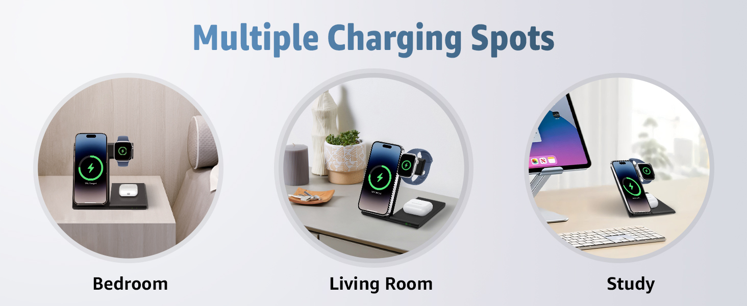 3 in 1 Foldable Charging Station Multiple Charging Spots
