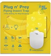 ZingZap Flying Insect Trap Indoor, Plug &amp; Prey Dual-Baiting Fly Traps with Banana Scent &amp; Blue Li...