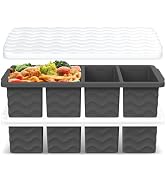 Silicone Freezer Tray for Soup with Lid – 1-Cup Soup Container Style Ice Cube Trays for Freezer, ...