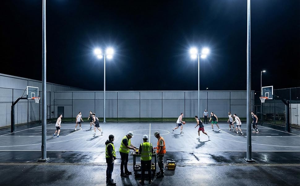 XXBSAZ 2 Pack Flood Lights Outdoor 150W_Image3_Night_Work