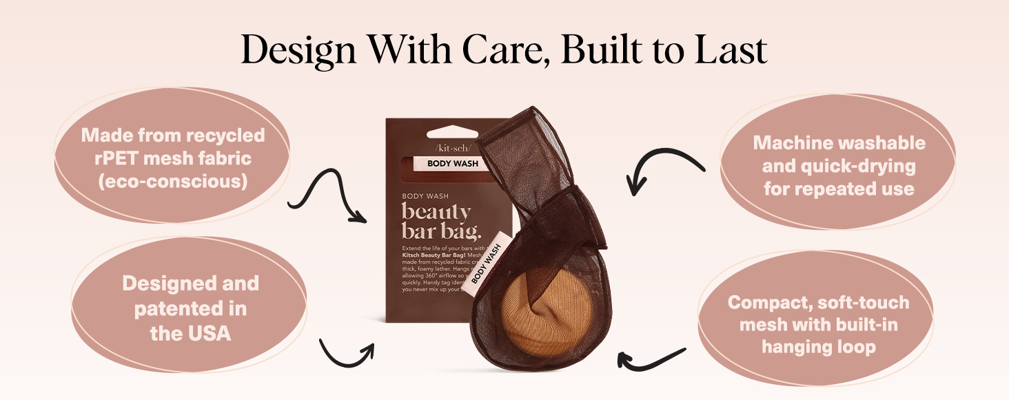 Kitsch Bar Soap Saver Bag – Recycled Mesh Beauty Bar Pouch for Body Wash