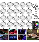 Smart LED Deck Light Kits - 20 Pack of 1.77" Low Voltage Recessed RGBW Deck Lights IP67 Waterproo...