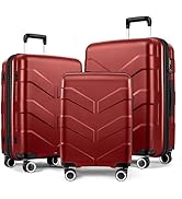 TILYMOL Luggage Sets 3 Piece with Spinner Wheel, Hardside Suitcase Set with TSA Lock, Expandable ...