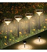 Linkind Solar Pathway Lights 4 Pack, Solar Lights Outdoor, Warm White Path Waterproof for Walkway...