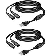 YANBORONSN 5V USB A to DC5521 Power Cord 1 in to 2 Out,USB A to Dual DC5.5mmx2.1mm Power Charging...