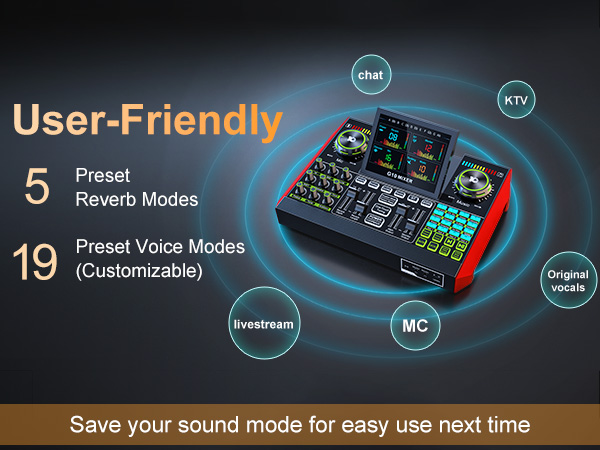 podcast audio mixer live sound card voice changer audio mixer with bluetooth