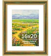Golden State Art,16x20 Ornate Picture Frame with White Mat for 12x16 Photo or Display 16 x 20 Pri...