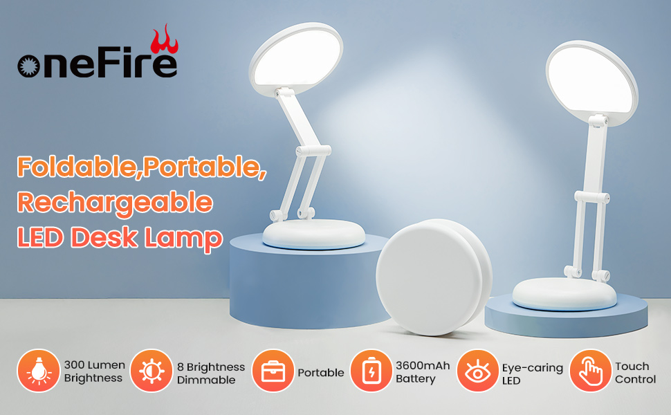 Desk Lamp for College Dorm Room Battery Powered Lights Rechargeable Cordless Table Lamp Dorm Reading