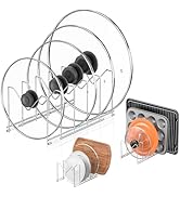 3 Pack Pot Lid Organizer for Cabinet, Stainless Steel Pot Lid Rack with Anti-slip Pad, Lid Holder...