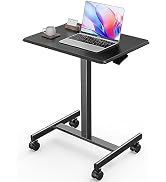 Sweetcrispy Mobile Rolling Desk with Lockable Wheels, Small Standing Laptop Desks, Sit Stand Adju...