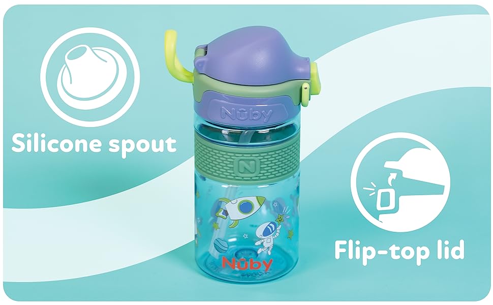 Big thrills, no spills with Nuby&amp;#39;s flip-it bolt water canteen. Locking flip-top lid