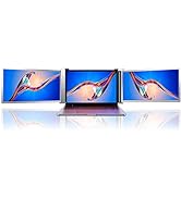 Yunseity Portable Monitor for Laptop, 15.4in 1080P IPS Dual Screens Laptop Monitor Extender, Rota...