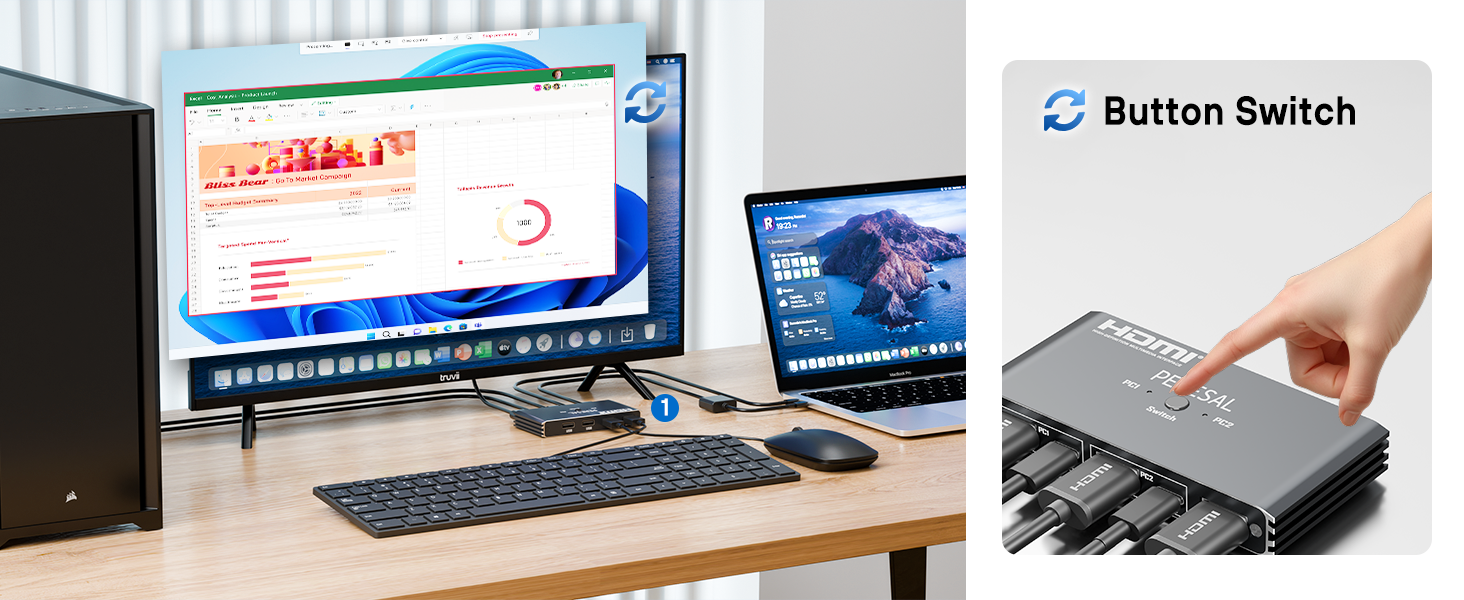 kvm switch 1 monitors 2 computers