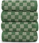 Jacquotha Soft Hand Towels 4 Pack, Green Checkered Face Towel Set for Bathroom Kitchen, Decorativ...