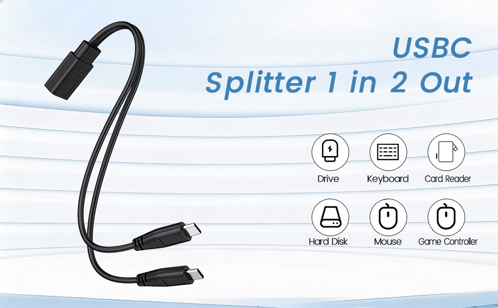 USB C Splitter 1 in 2 Out