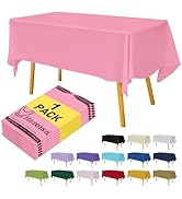 Hereisa Premium Plastic Tablecloth 54in. x 108in. Rectangle Table Cover - Pink