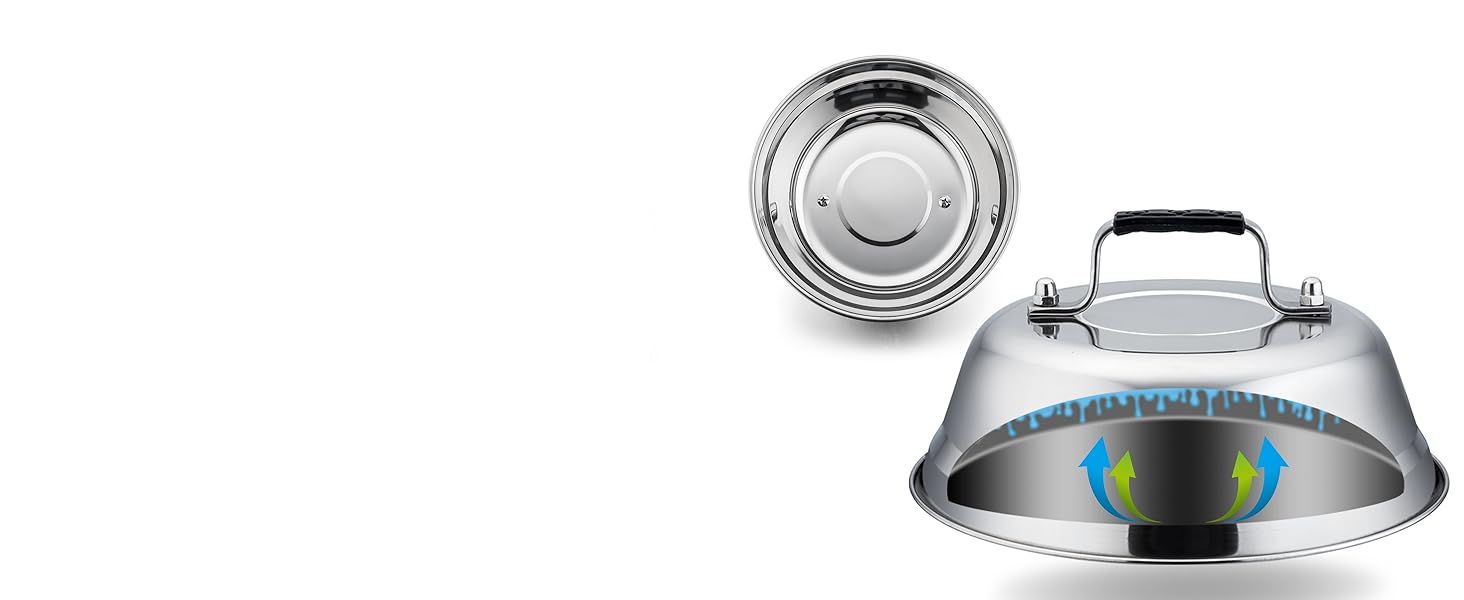 9-Inch Stainless Steel melting dome for Griddle Grill Hibachi