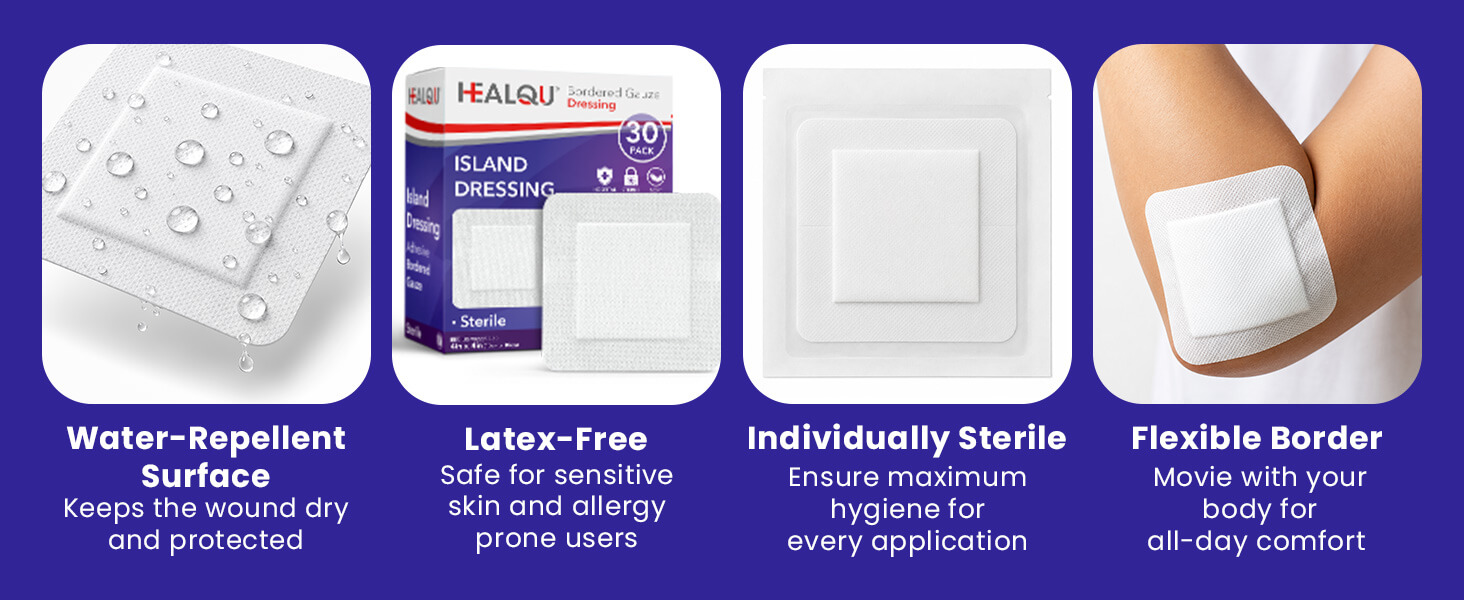 water resistance, latex Free, sterlie, flexible
