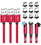 Magnetic Charging Cable [3-Pack,10FT/10FT/10FT] 540° Rotating Magnetic Phone Charger 3-in-1 Magne...