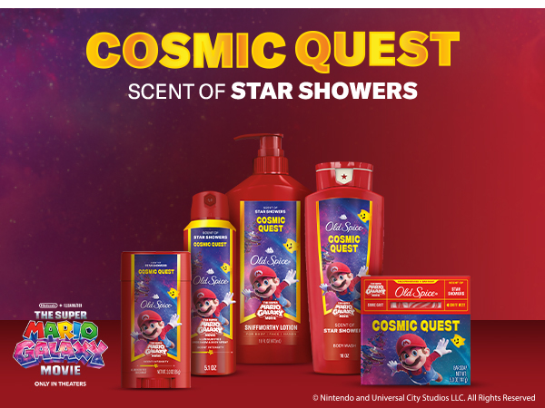Old Spice Super Mario Cosmic Quest product lineuo