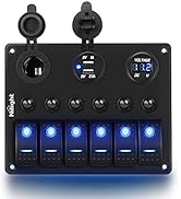 Nilight 6 Gang ON Off Rocker Switch Panel 12V Voltmeter Dual USB Charger Cigarette Lighter Socket...
