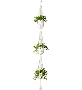 Mkono Macrame Plant Hanger 3 Tier Indoor Outdoor Hanging Planter Basket Cotton Rope with Beads 70...