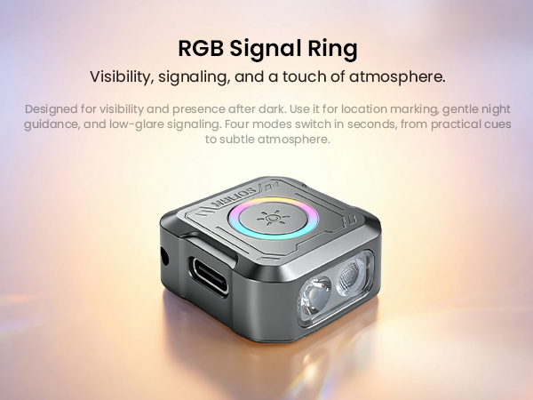RGB signal ring for location marking, gentle night guidance, and low-glare signaling