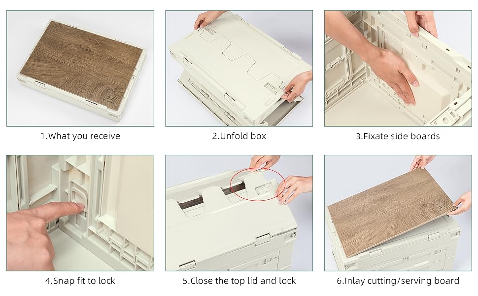 6 steps to assemble Qunature collapsible storage bins