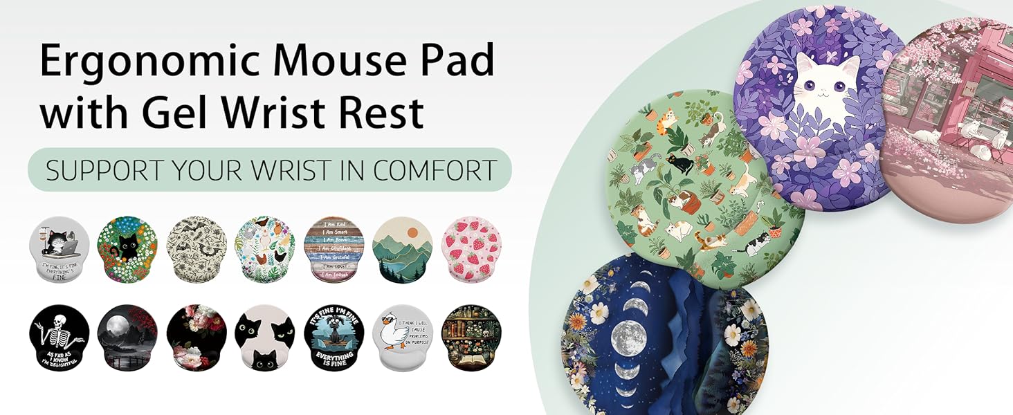 Boost Comfort Style: Ergonomic Mouse Pad with Wrist Rest. Multiple Designs for Your Home Office Desk