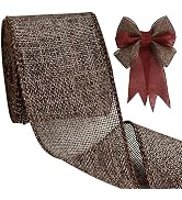 TONIFUL Burlap Wired Ribbon, 2.5 Inch Faux Burlap Ribbons, Brown Burlap Ribbon for Christmas, Hom...