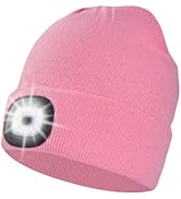 Unisex Beanie Hat with Light, USB Rechargeable LED Headlamp Cap Warm Knit Hats for Winter Safety,...