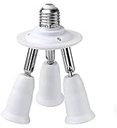 JACKYLED 3 in 1 E26 Light Socket Splitter Adapter Converter for Standard LED Bulbs 360 Degree Adj...