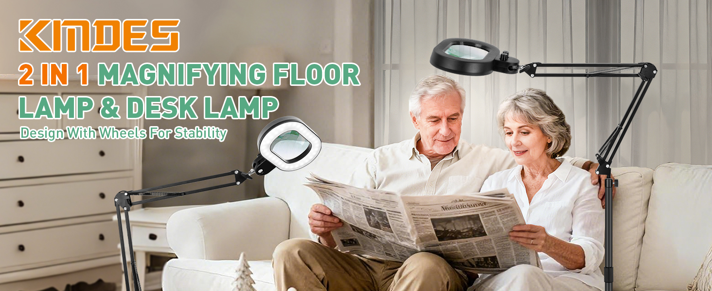 magnifying glass with light floor lamp and stand lighted 2 IN 1 MAGNIFYING FLOOR LAMP &amp;amp;amp DESK LAMP
