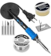 FUMEIYI 908B Blue 60W Soldering Iron Kit, Adjustable Temperature Soldering Tool with 5 Interchang...