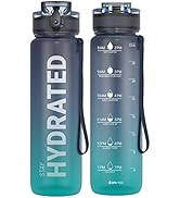 Sahara Sailor Water Bottle 32oz, Durable and Leakproof Water Bottles Motivational with Time Marke...